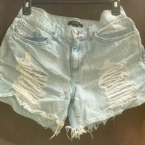 Forever 21 Light Denim Ripped Shorts